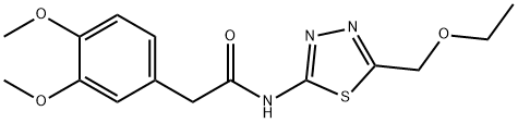 2-(3,4-dimethoxyphenyl)-N-[5-(ethoxymethyl)-1,3,4-thiadiazol-2-yl]acetamide 结构式