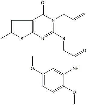 2-[(3-allyl-6-methyl-4-oxo-3,4-dihydrothieno[2,3-d]pyrimidin-2-yl)thio]-N-(2,5-dimethoxyphenyl)acetamide 结构式