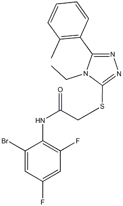 N-(2-bromo-4,6-difluorophenyl)-2-{[4-ethyl-5-(2-methylphenyl)-4H-1,2,4-triazol-3-yl]sulfanyl}acetamide 结构式