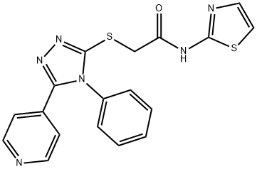 2-{[4-phenyl-5-(4-pyridinyl)-4H-1,2,4-triazol-3-yl]sulfanyl}-N-(1,3-thiazol-2-yl)acetamide 结构式