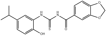 N-(1,3-benzodioxol-5-ylcarbonyl)-N'-(2-hydroxy-5-isopropylphenyl)thiourea 结构式