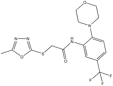 2-[(5-methyl-1,3,4-oxadiazol-2-yl)sulfanyl]-N-[2-(4-morpholinyl)-5-(trifluoromethyl)phenyl]acetamide 结构式