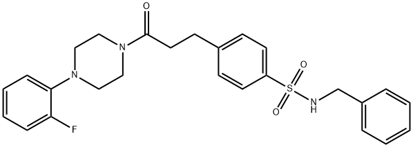 N-benzyl-4-{3-[4-(2-fluorophenyl)-1-piperazinyl]-3-oxopropyl}benzenesulfonamide 结构式