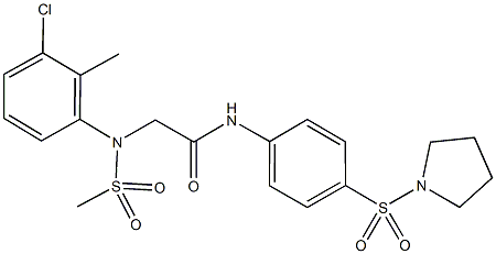 2-[3-chloro-2-methyl(methylsulfonyl)anilino]-N-[4-(1-pyrrolidinylsulfonyl)phenyl]acetamide 结构式