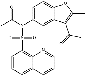 N-acetyl-N-(3-acetyl-2-methyl-1-benzofuran-5-yl)-8-quinolinesulfonamide 结构式