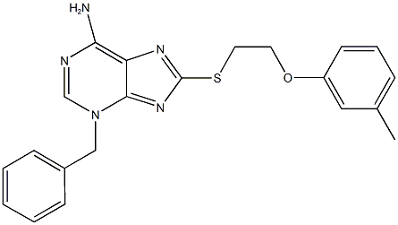 3-benzyl-8-{[2-(3-methylphenoxy)ethyl]sulfanyl}-3H-purin-6-ylamine 结构式