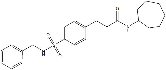 3-{4-[(benzylamino)sulfonyl]phenyl}-N-cycloheptylpropanamide 结构式