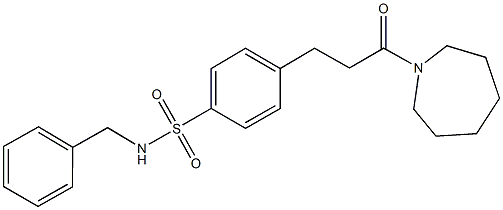 4-[3-(1-azepanyl)-3-oxopropyl]-N-benzylbenzenesulfonamide 结构式