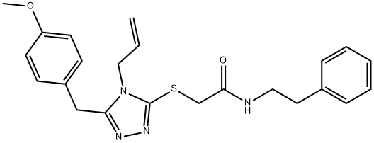 2-{[4-allyl-5-(4-methoxybenzyl)-4H-1,2,4-triazol-3-yl]sulfanyl}-N-(2-phenylethyl)acetamide 结构式