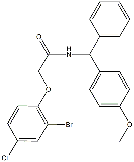2-(2-bromo-4-chlorophenoxy)-N-[(4-methoxyphenyl)(phenyl)methyl]acetamide 结构式