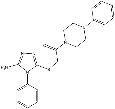 5-{[2-oxo-2-(4-phenyl-1-piperazinyl)ethyl]sulfanyl}-4-phenyl-4H-1,2,4-triazol-3-ylamine 结构式