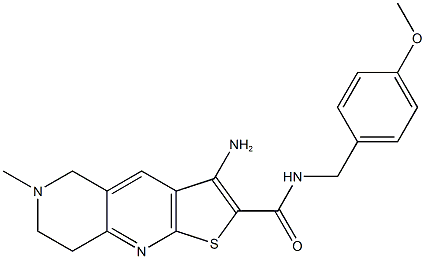 3-amino-N-(4-methoxybenzyl)-6-methyl-5,6,7,8-tetrahydrothieno[2,3-b][1,6]naphthyridine-2-carboxamide 结构式