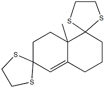 4a-methyl-1,2,3,4,4a,5,6,7-octahydrodispiro([1,3]-dithiolane-2,4'-naphthalene-7'-2''-[1,3]-dithiolane) 结构式