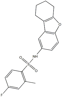 4-fluoro-2-methyl-N-(6,7,8,9-tetrahydrodibenzo[b,d]furan-2-yl)benzenesulfonamide 结构式