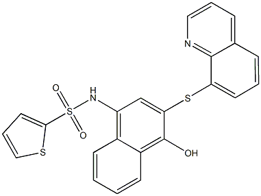 N-[4-hydroxy-3-(8-quinolinylsulfanyl)-1-naphthyl]-2-thiophenesulfonamide 结构式