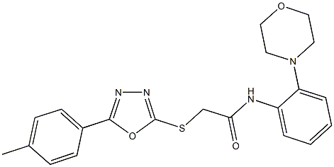 2-{[5-(4-methylphenyl)-1,3,4-oxadiazol-2-yl]sulfanyl}-N-[2-(4-morpholinyl)phenyl]acetamide 结构式