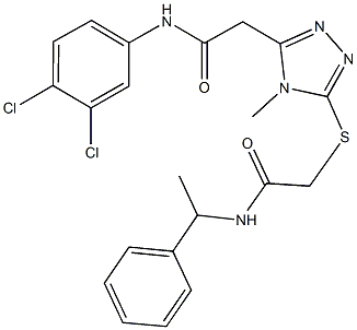 2-({5-[2-(3,4-dichloroanilino)-2-oxoethyl]-4-methyl-4H-1,2,4-triazol-3-yl}sulfanyl)-N-(1-phenylethyl)acetamide 结构式