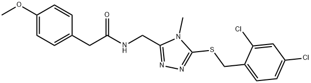 N-({5-[(2,4-dichlorobenzyl)sulfanyl]-4-methyl-4H-1,2,4-triazol-3-yl}methyl)-2-(4-methoxyphenyl)acetamide 结构式