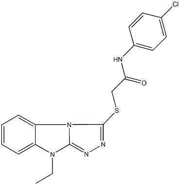 N-(4-chlorophenyl)-2-[(9-ethyl-9H-[1,2,4]triazolo[4,3-a]benzimidazol-3-yl)sulfanyl]acetamide 结构式