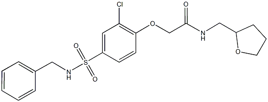 2-{4-[(benzylamino)sulfonyl]-2-chlorophenoxy}-N-(tetrahydro-2-furanylmethyl)acetamide 结构式