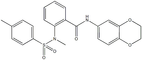 N-(2,3-dihydro-1,4-benzodioxin-6-yl)-2-{methyl[(4-methylphenyl)sulfonyl]amino}benzamide 结构式