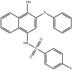 4-fluoro-N-[4-hydroxy-3-(phenylsulfanyl)-1-naphthyl]benzenesulfonamide 结构式