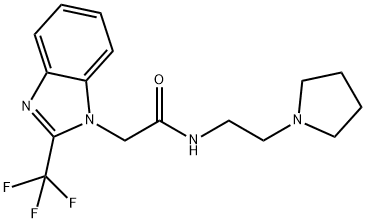 N-[2-(1-pyrrolidinyl)ethyl]-2-[2-(trifluoromethyl)-1H-benzimidazol-1-yl]acetamide 结构式