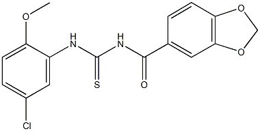 N-(1,3-benzodioxol-5-ylcarbonyl)-N'-(5-chloro-2-methoxyphenyl)thiourea 结构式