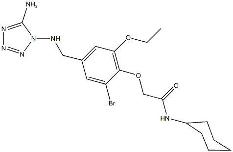 2-(4-{[(5-amino-1H-tetraazol-1-yl)amino]methyl}-2-bromo-6-ethoxyphenoxy)-N-cyclohexylacetamide 结构式