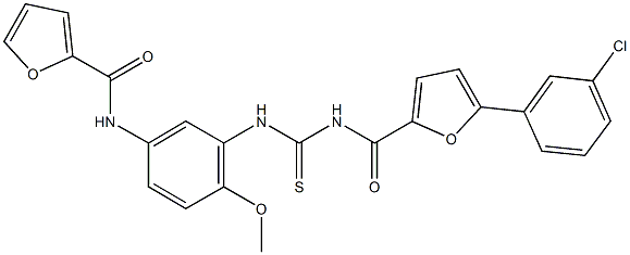 N-{3-[({[5-(3-chlorophenyl)-2-furoyl]amino}carbothioyl)amino]-4-methoxyphenyl}-2-furamide 结构式