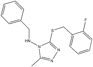 N-benzyl-N-{3-[(2-fluorobenzyl)sulfanyl]-5-methyl-4H-1,2,4-triazol-4-yl}amine 结构式