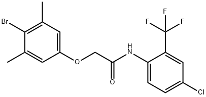 2-(4-bromo-3,5-dimethylphenoxy)-N-[4-chloro-2-(trifluoromethyl)phenyl]acetamide 结构式