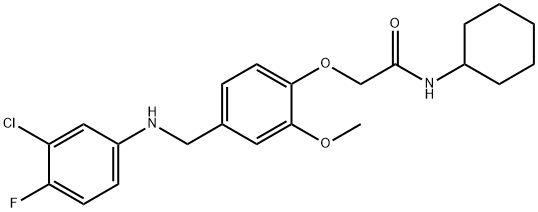 2-{4-[(3-chloro-4-fluoroanilino)methyl]-2-methoxyphenoxy}-N-cyclohexylacetamide 结构式