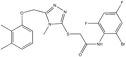 N-(2-bromo-4,6-difluorophenyl)-2-({5-[(2,3-dimethylphenoxy)methyl]-4-methyl-4H-1,2,4-triazol-3-yl}sulfanyl)acetamide 结构式