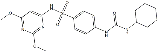 4-{[(cyclohexylamino)carbonyl]amino}-N-(2,6-dimethoxy-4-pyrimidinyl)benzenesulfonamide 结构式