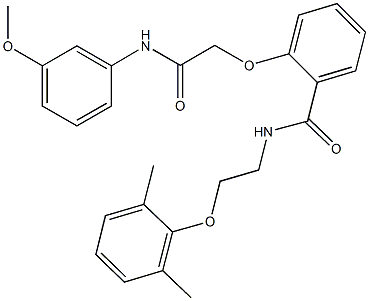 N-[2-(2,6-dimethylphenoxy)ethyl]-2-[2-(3-methoxyanilino)-2-oxoethoxy]benzamide 结构式