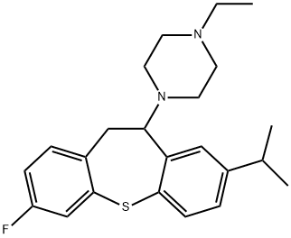 1-ethyl-4-(3-fluoro-8-isopropyl-10,11-dihydrodibenzo[b,f]thiepin-10-yl)piperazine 结构式