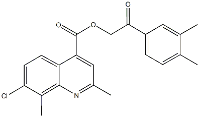 2-(3,4-dimethylphenyl)-2-oxoethyl 7-chloro-2,8-dimethyl-4-quinolinecarboxylate 结构式