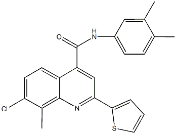 7-chloro-N-(3,4-dimethylphenyl)-8-methyl-2-(2-thienyl)-4-quinolinecarboxamide 结构式