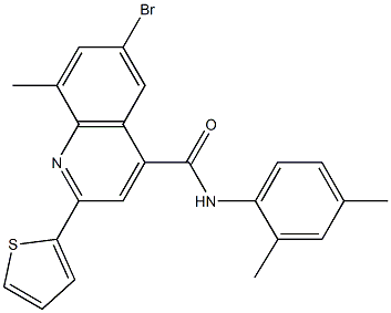 6-bromo-N-(2,4-dimethylphenyl)-8-methyl-2-(2-thienyl)-4-quinolinecarboxamide 结构式