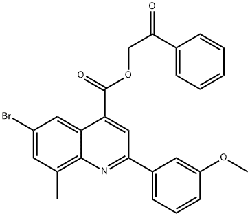 2-oxo-2-phenylethyl 6-bromo-2-(3-methoxyphenyl)-8-methyl-4-quinolinecarboxylate 结构式