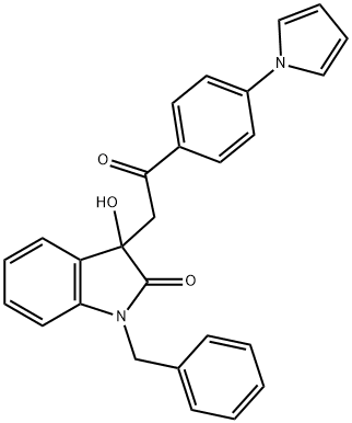 1-benzyl-3-hydroxy-3-{2-oxo-2-[4-(1H-pyrrol-1-yl)phenyl]ethyl}-1,3-dihydro-2H-indol-2-one 结构式