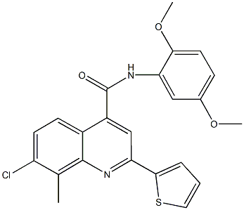7-chloro-N-(2,5-dimethoxyphenyl)-8-methyl-2-(2-thienyl)-4-quinolinecarboxamide 结构式