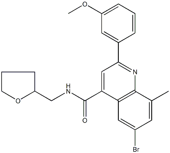 6-bromo-2-(3-methoxyphenyl)-8-methyl-N-(tetrahydro-2-furanylmethyl)-4-quinolinecarboxamide 结构式