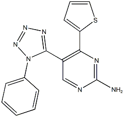 5-(1-phenyl-1H-tetraazol-5-yl)-4-thien-2-ylpyrimidin-2-amine 结构式