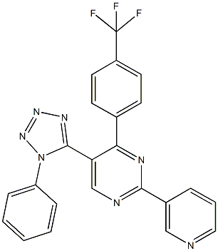 5-(1-phenyl-1H-tetraazol-5-yl)-2-(3-pyridinyl)-4-[4-(trifluoromethyl)phenyl]pyrimidine 结构式