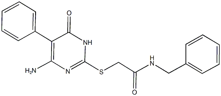 2-[(4-amino-6-oxo-5-phenyl-1,6-dihydro-2-pyrimidinyl)sulfanyl]-N-benzylacetamide 结构式