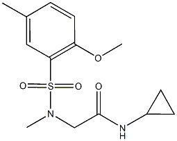 N-cyclopropyl-2-[[(2-methoxy-5-methylphenyl)sulfonyl](methyl)amino]acetamide 结构式