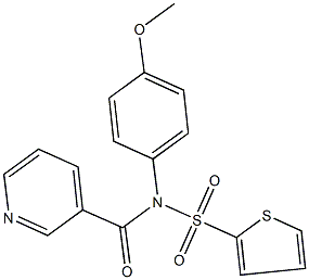 N-(4-methoxyphenyl)-N-(3-pyridinylcarbonyl)-2-thiophenesulfonamide 结构式