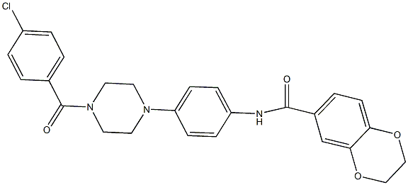 N-{4-[4-(4-chlorobenzoyl)-1-piperazinyl]phenyl}-2,3-dihydro-1,4-benzodioxine-6-carboxamide 结构式